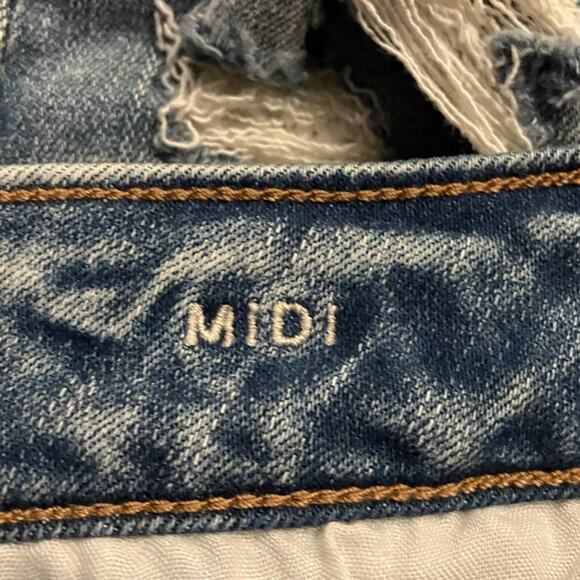 American Eagle Outfitters Womens Shorts Blue Denim Midi Distressed Stretch 4 - Picture 5 of 11